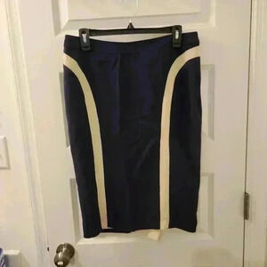 Rag & Bone Navy Ivory Contrasting Colour Midi Skirt Size 6